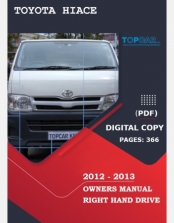 TOYOTA HIACE 2012-2013 OWNERS MANUAL IN ENGLISH